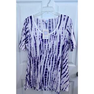 Lularoe Perfect T White:Purple Tie Dye Large 16/20 Unicorn 🦄 Tunic Full Shirt